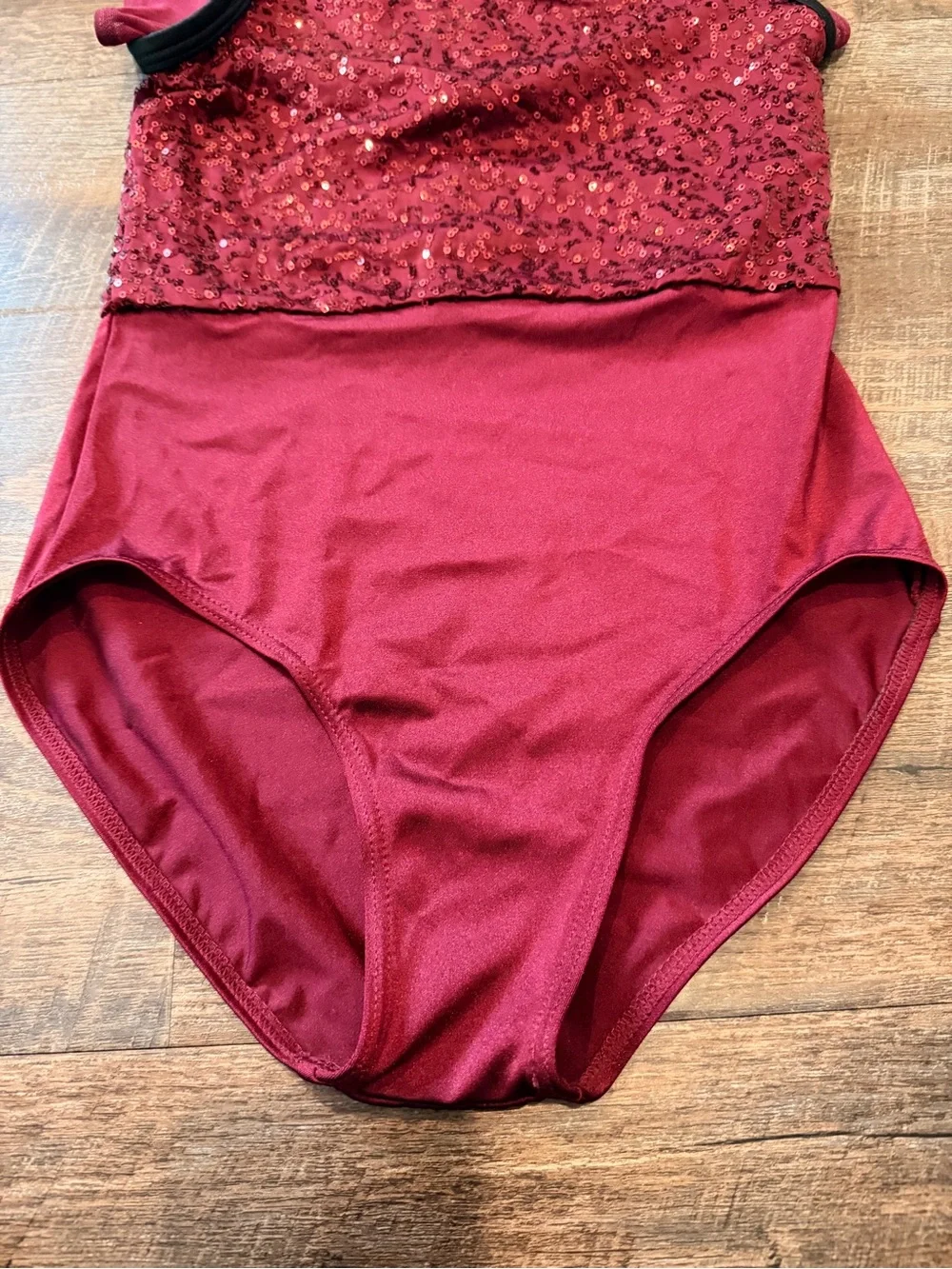 Weissman Burgundy Sequin Dance Leotard Girls LC Large Child Ballet Jazz Costume